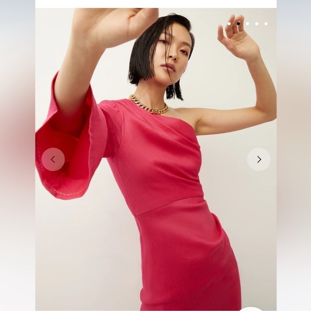 Nwot Veronica Beard Patsy Linen One Shoulder Pink… - image 4